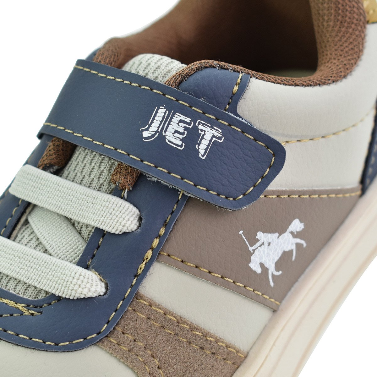 Jet Kids Tenis Bege Stone Meninos Casual Velcro Look Diario Bege/Cinza 5