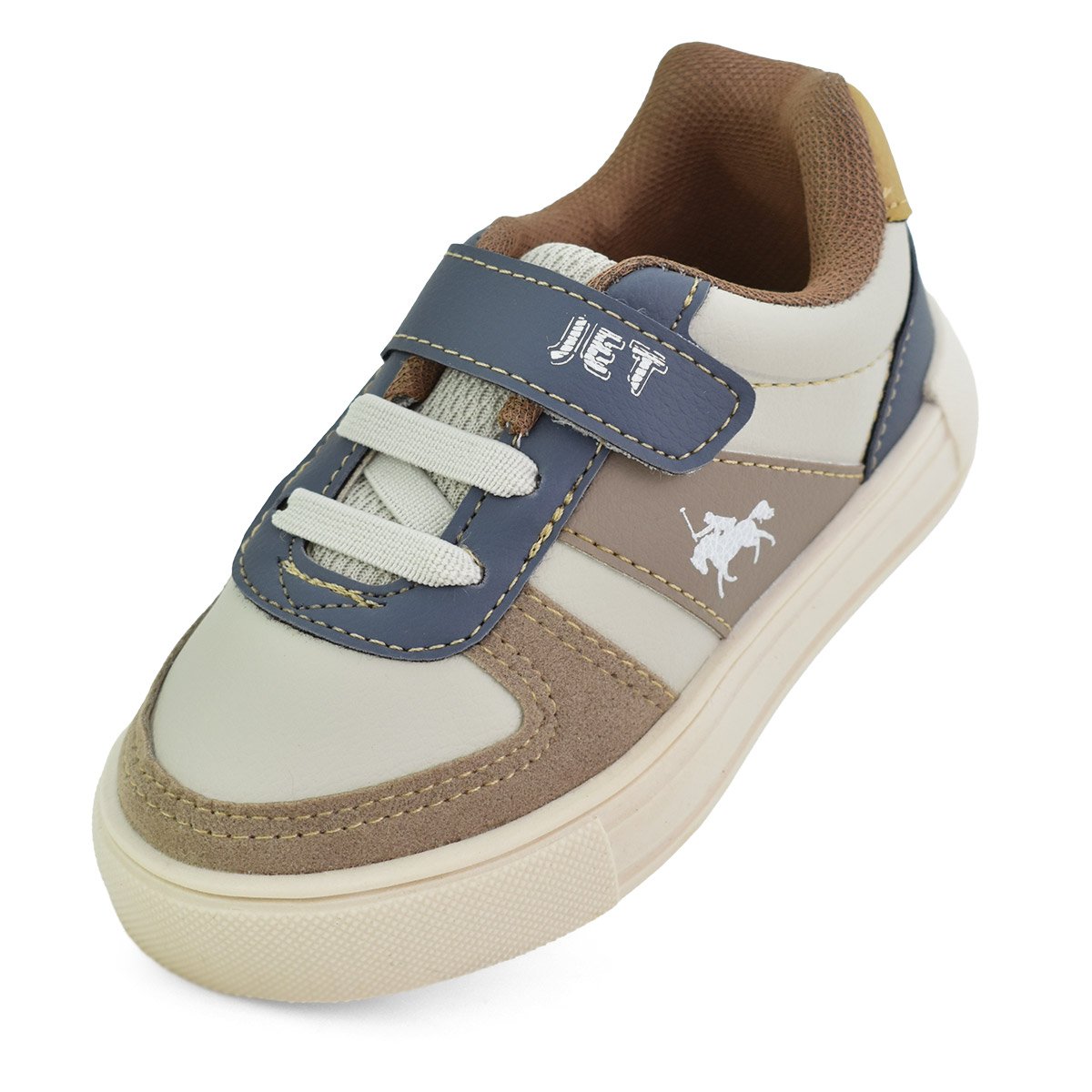 Jet Kids Tenis Bege Stone Meninos Casual Velcro Look Diario Bege/Cinza 7