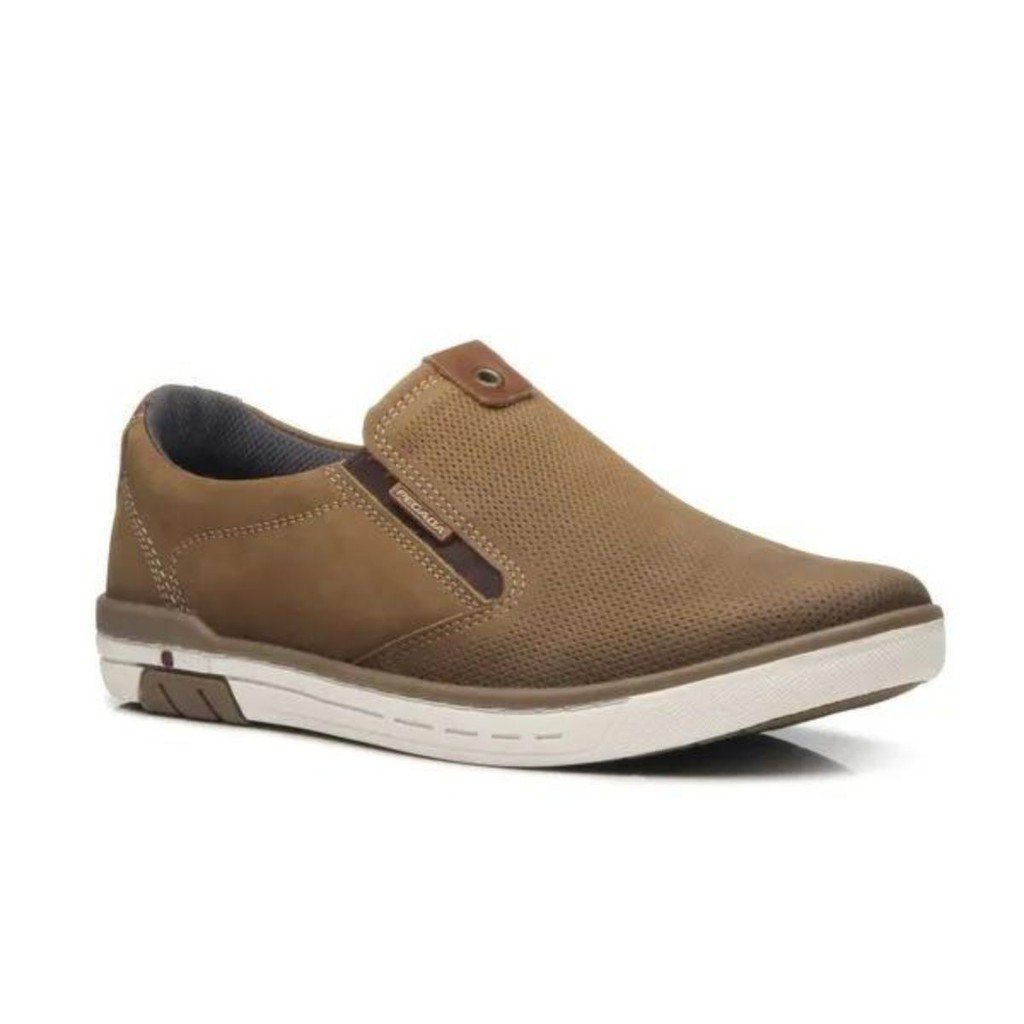 Sapatenis Pegada Basic Slip On Couro Masculino Marrom