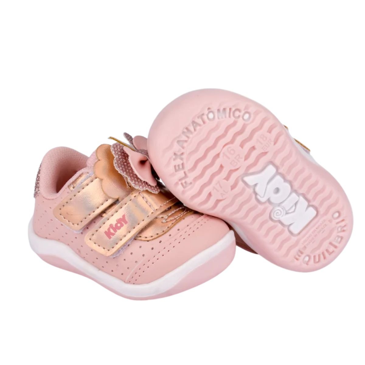 Kidy Tenis Infantil Nude Bronze Movimento Natural Rosa 4