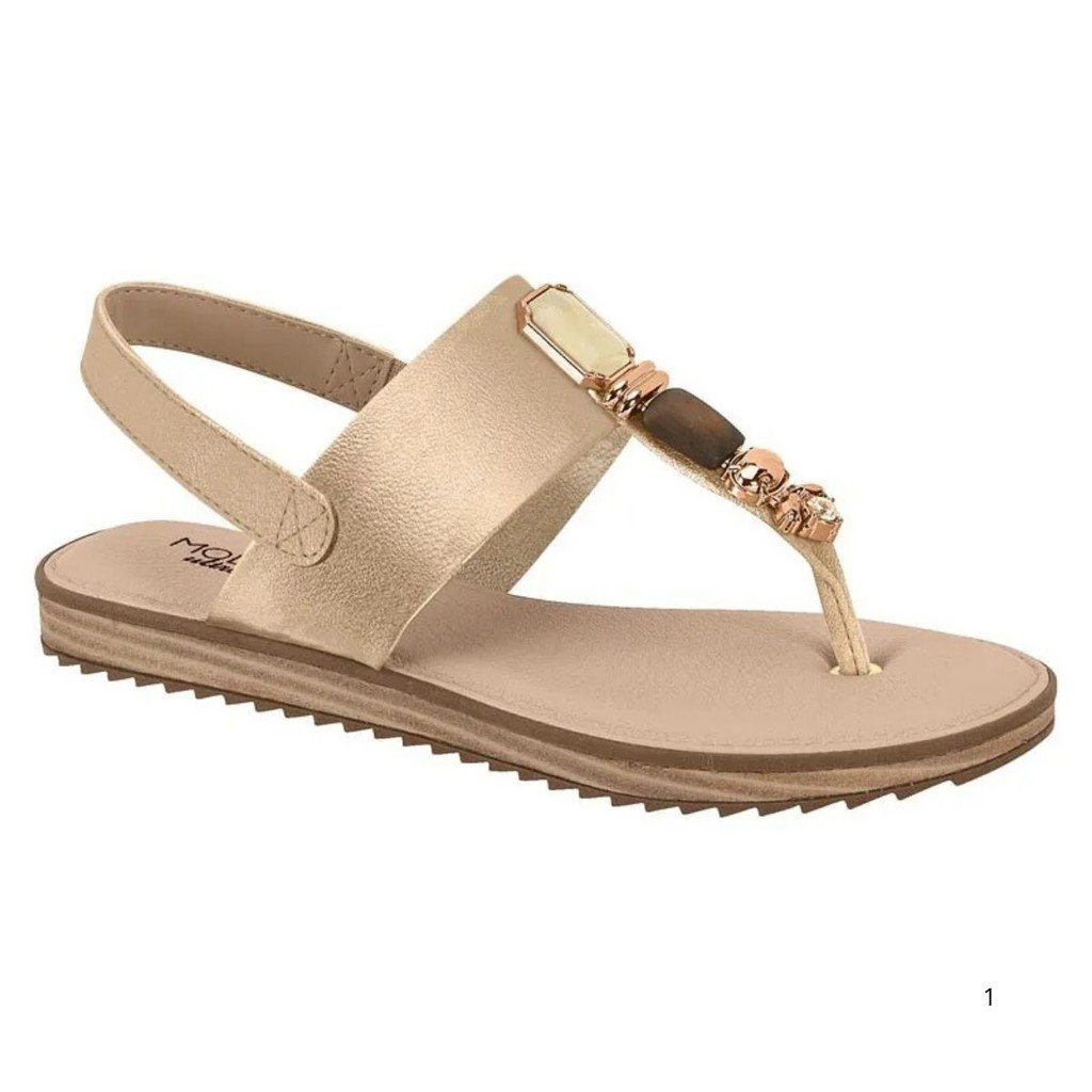 Sandalia Rasteira Modare Dourada Feminina Ortopedica