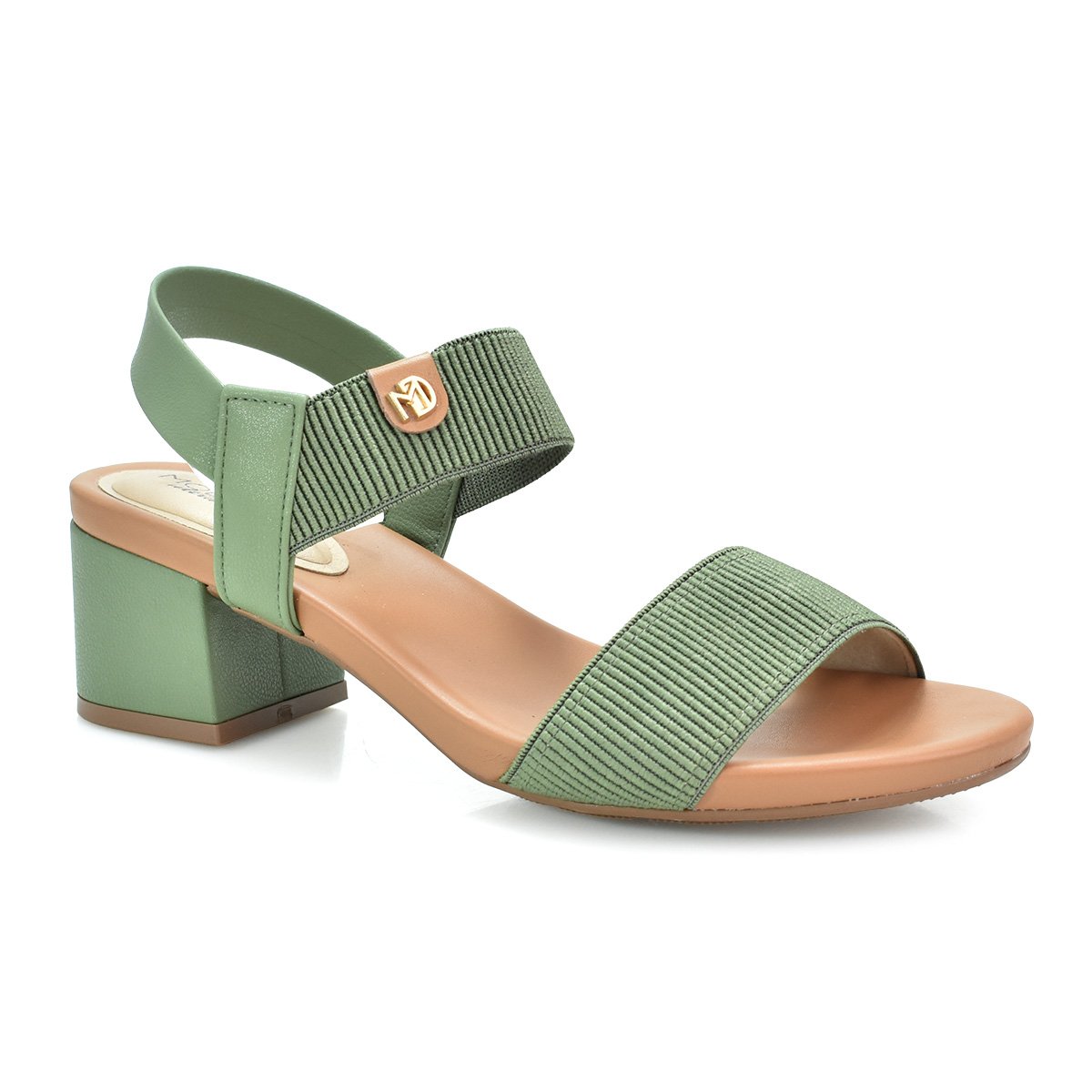Sandalia Modare Verde Salvia Feminina Salto Bloco Casual