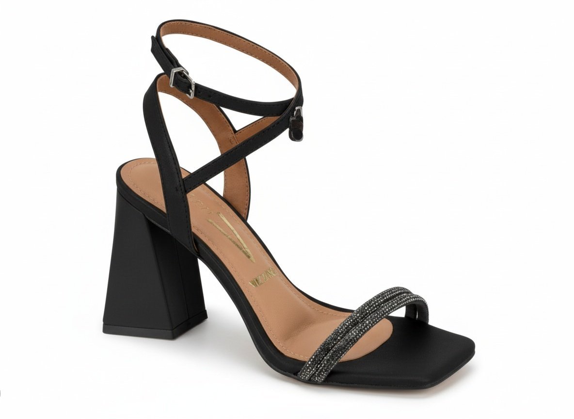 Vizzano Sandalia Feminino Xangai Pelica Preto Toque Suave