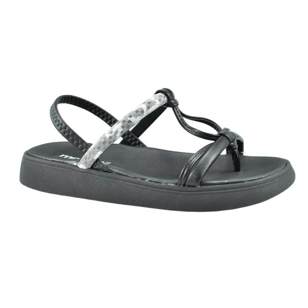 Sandalia Moleca Elastico Preto Grafite Feminina Casual