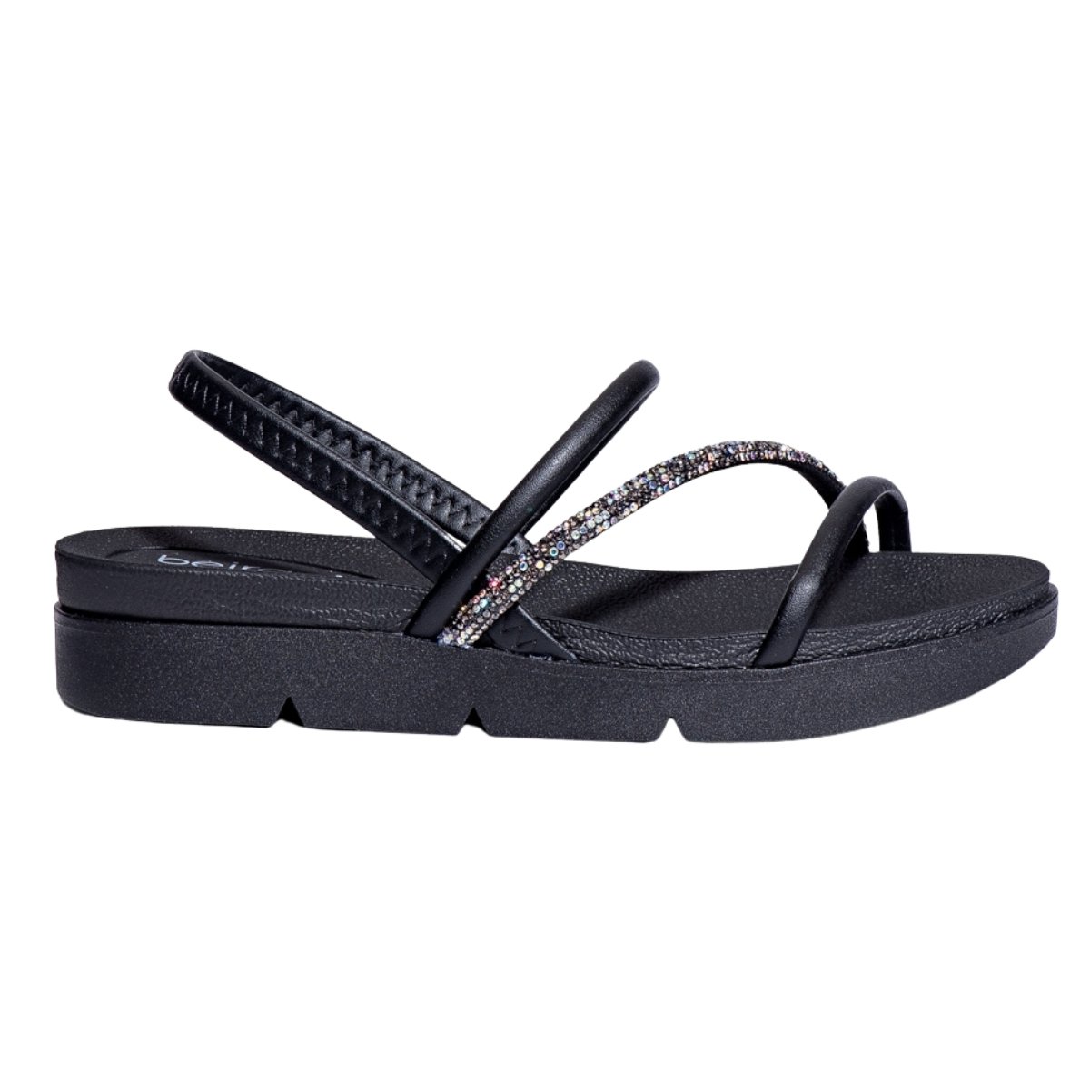 Sandalia Beira Rio Plataforma Tiras Com Strass Feminina  Preto 2