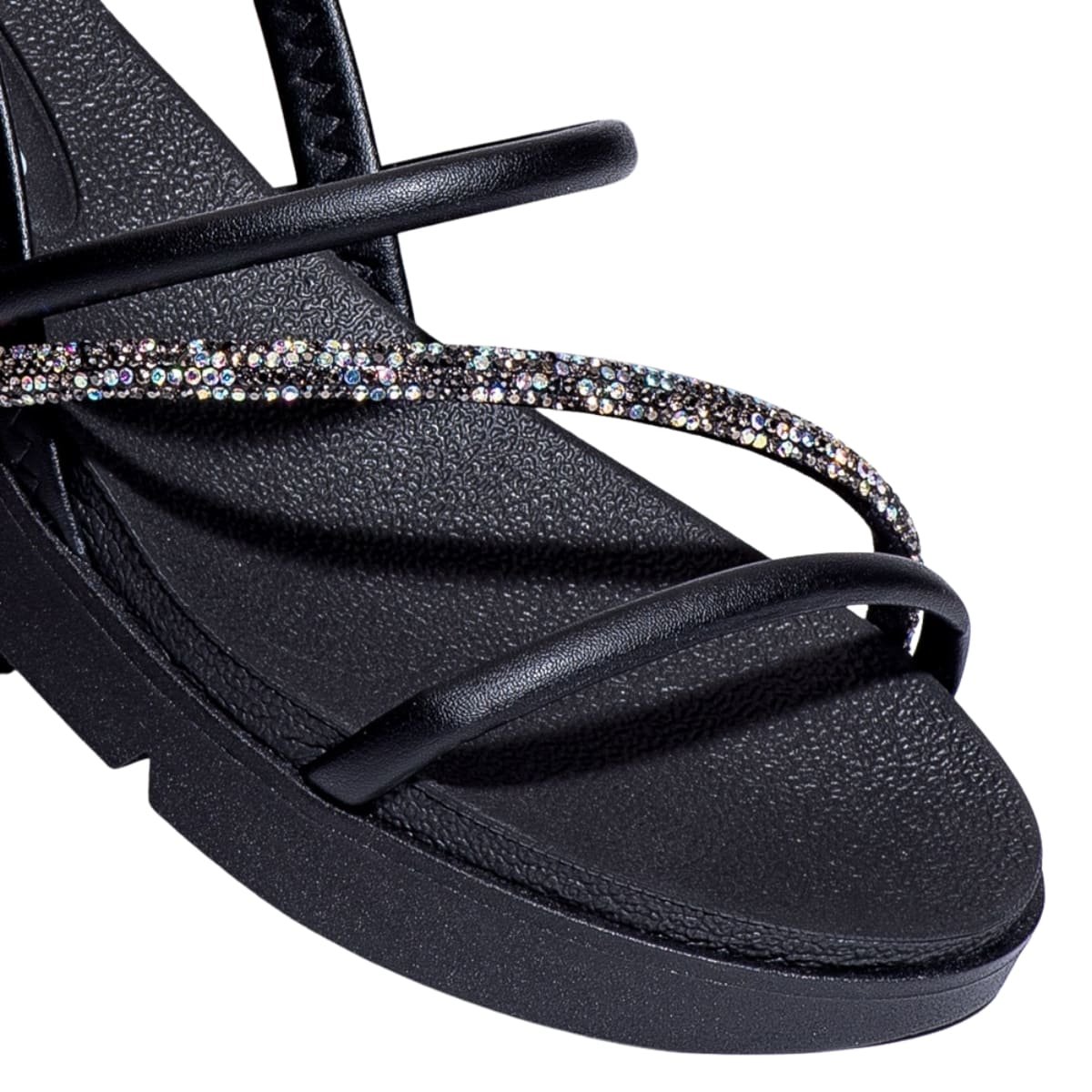 Sandalia Beira Rio Plataforma Tiras Com Strass Feminina  Preto 4