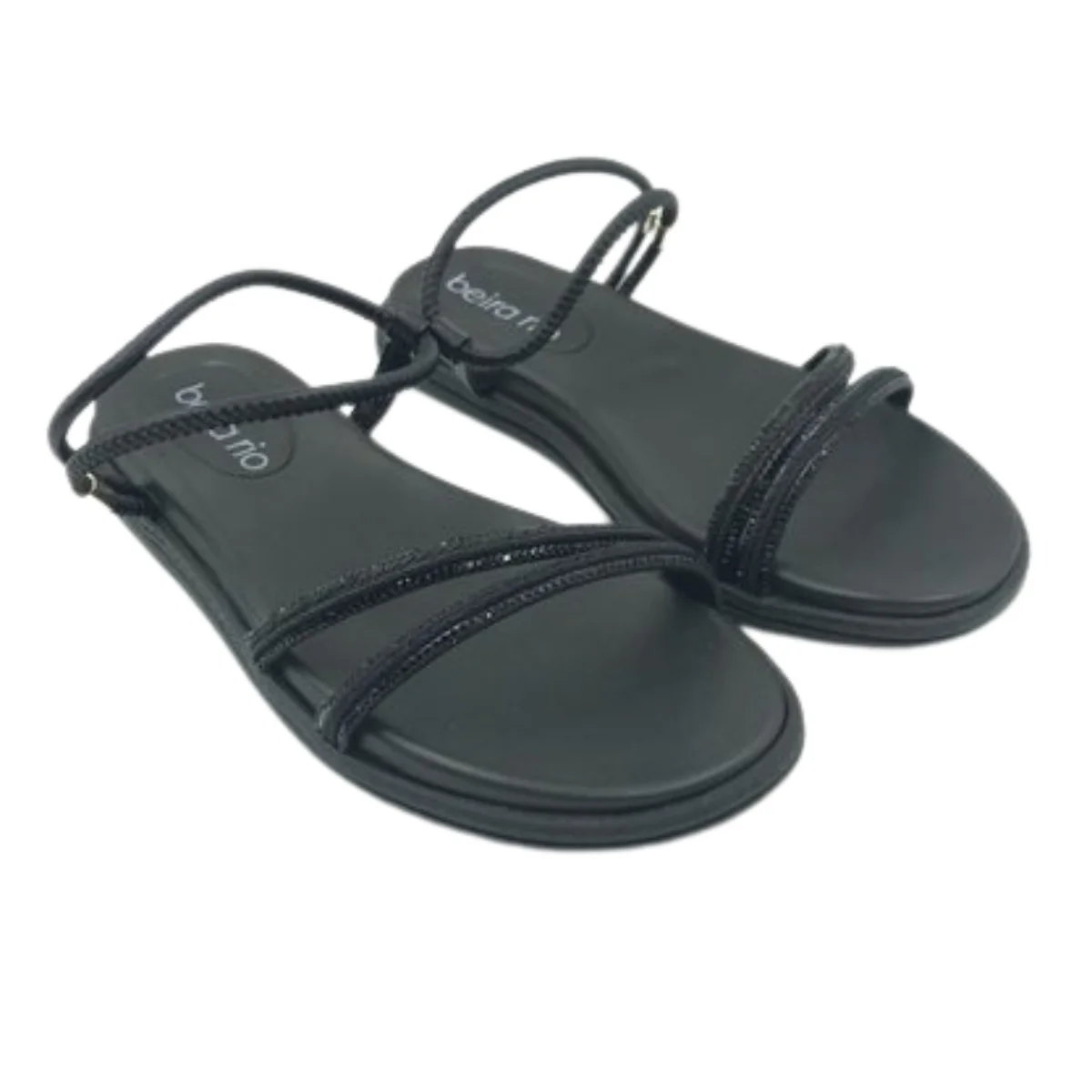 Sandalia Papete Beira Rio Tiras Elastico Feminina Preto Preto 2