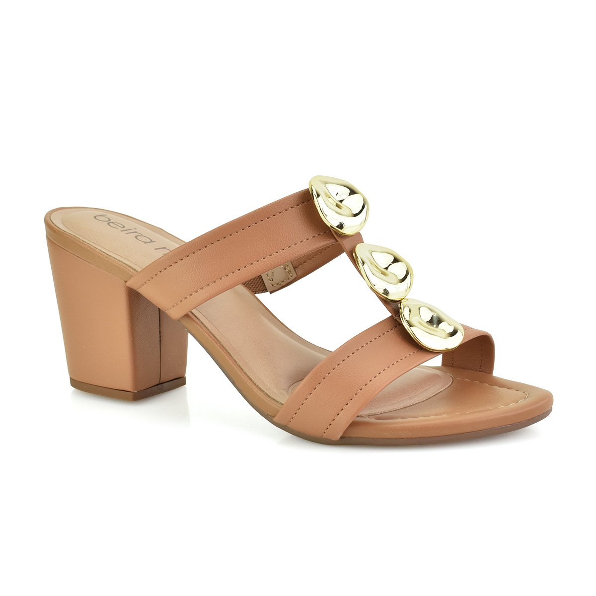 Tamanco Beira Rio Salto baixo Feminino Camel Classico 