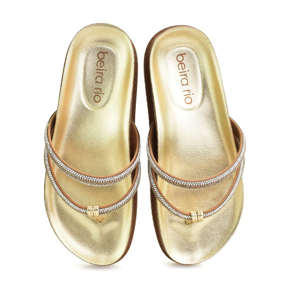 Papete Beira Rio De Dedo Plataforma Pedraria Feminino Dourado Dourado 3