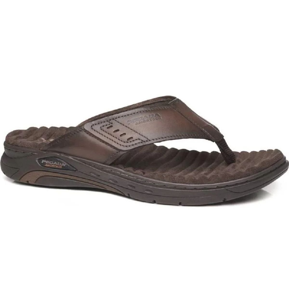 Chinelo Pegada Couro Cravo Conforto Masculino Marrom 3