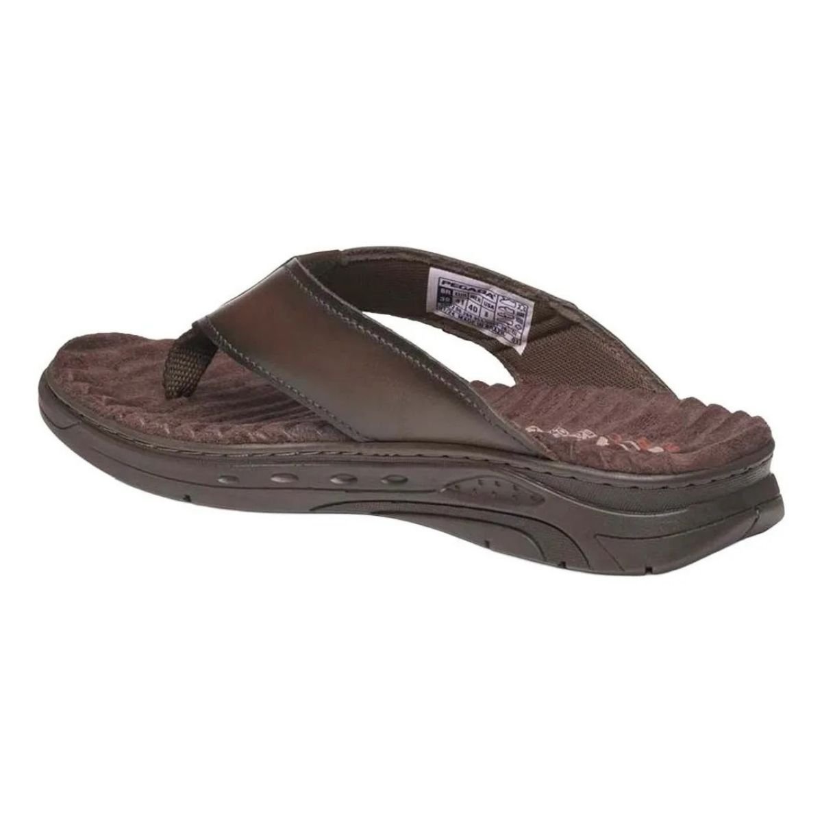 Chinelo Pegada Couro Cravo Conforto Masculino Marrom 5