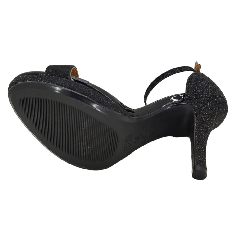 Sandalia Salto Fino Festa Brilho Feminina Fivela Ajustavel Preto 6