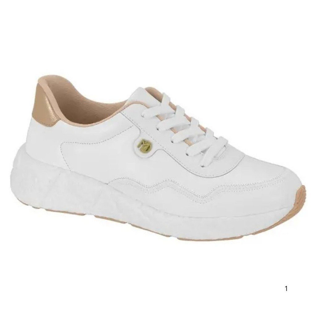 Tenis Modare Ultraconforto Casual Feminino Branco Dourado Branco 1