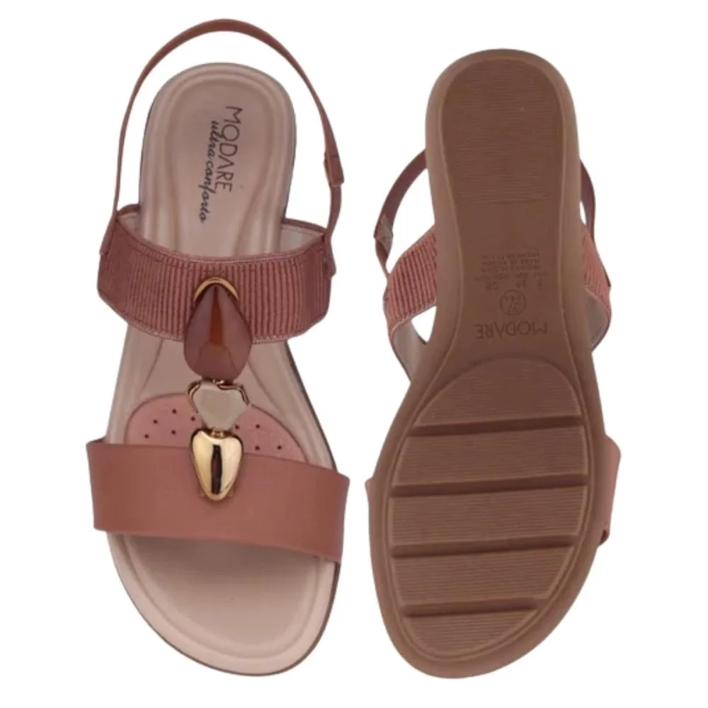 Modare Sandalia Elastico Natural Feminino Anatomica  Marrom 3