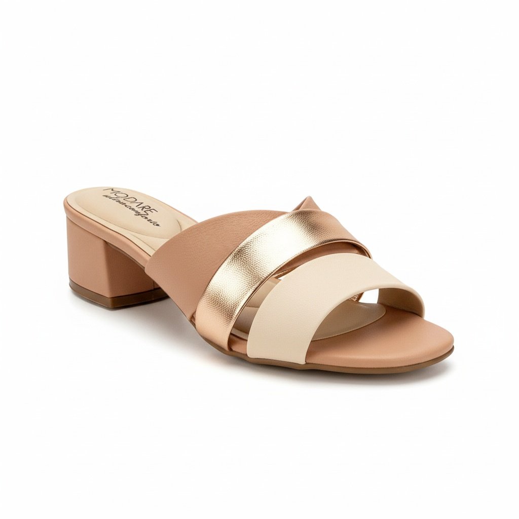Sandalia Modare Nude Ouro Rosado Feminina Ortopedica