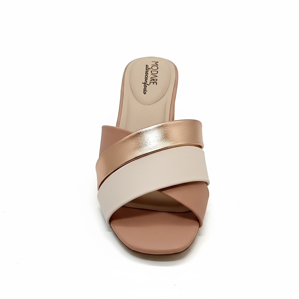 Sandalia Modare Nude Ouro Rosado Feminina Ortopedica Bege 3