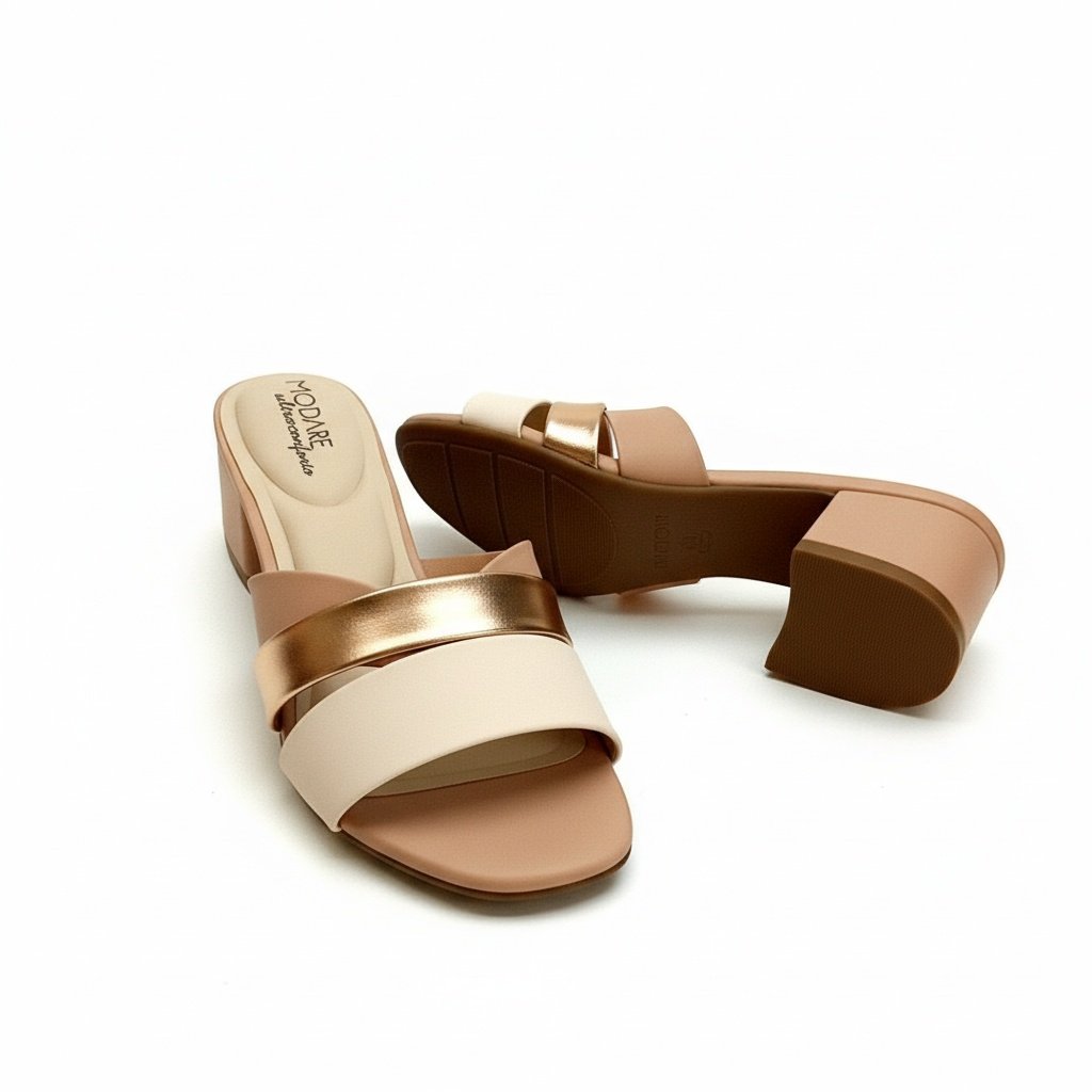 Sandalia Modare Nude Ouro Rosado Feminina Ortopedica Bege 5