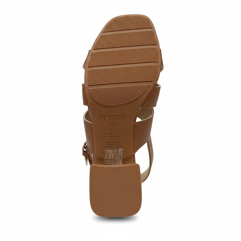 Modare Avela Napa Floather Feminina Ortopedica Salto Bloco Marrom 4
