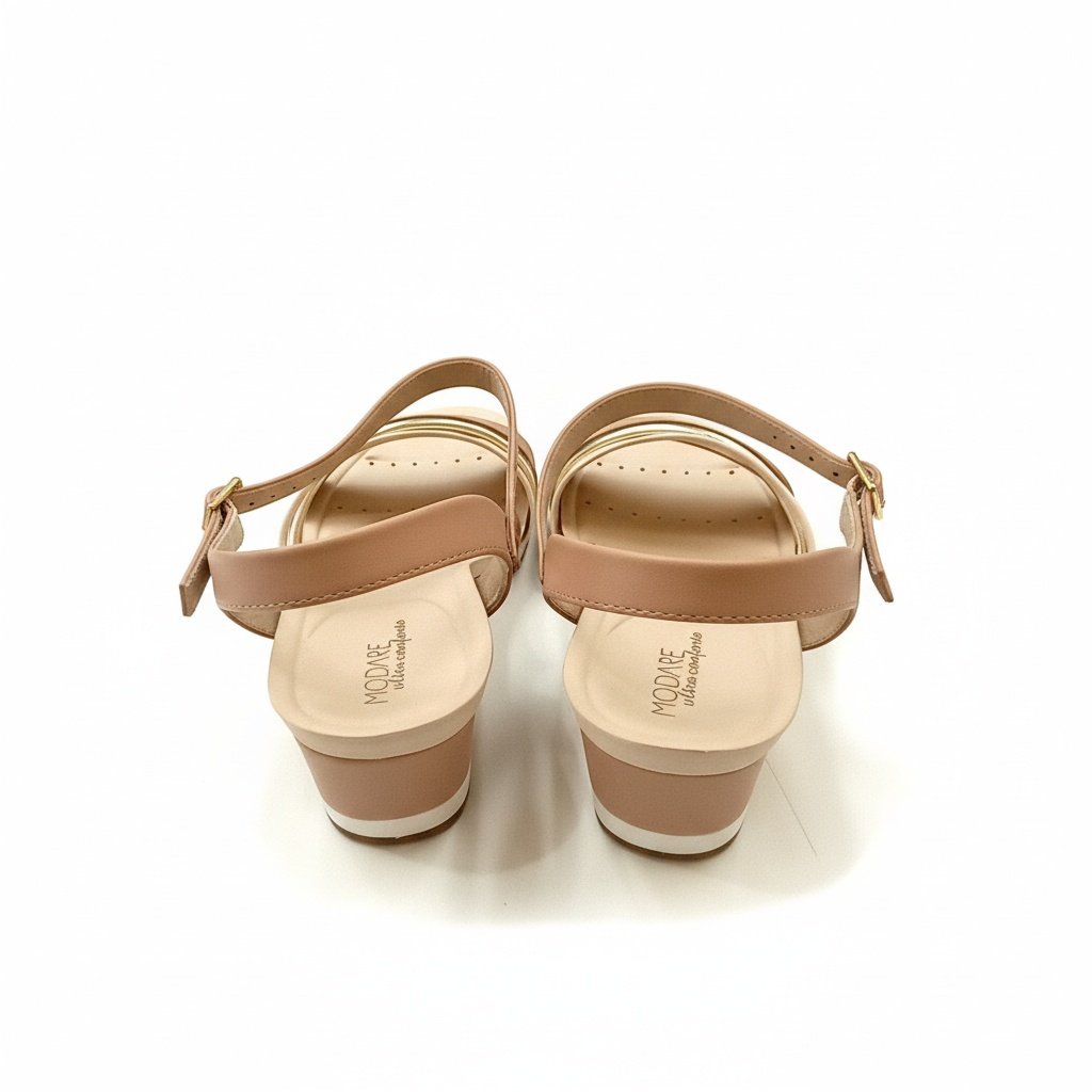 Modare Sandalia Nude Dourado Creme Feminino Ortopedico Bege 5