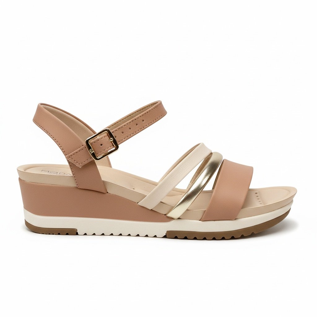 Modare Sandalia Nude Dourado Creme Feminino Ortopedico