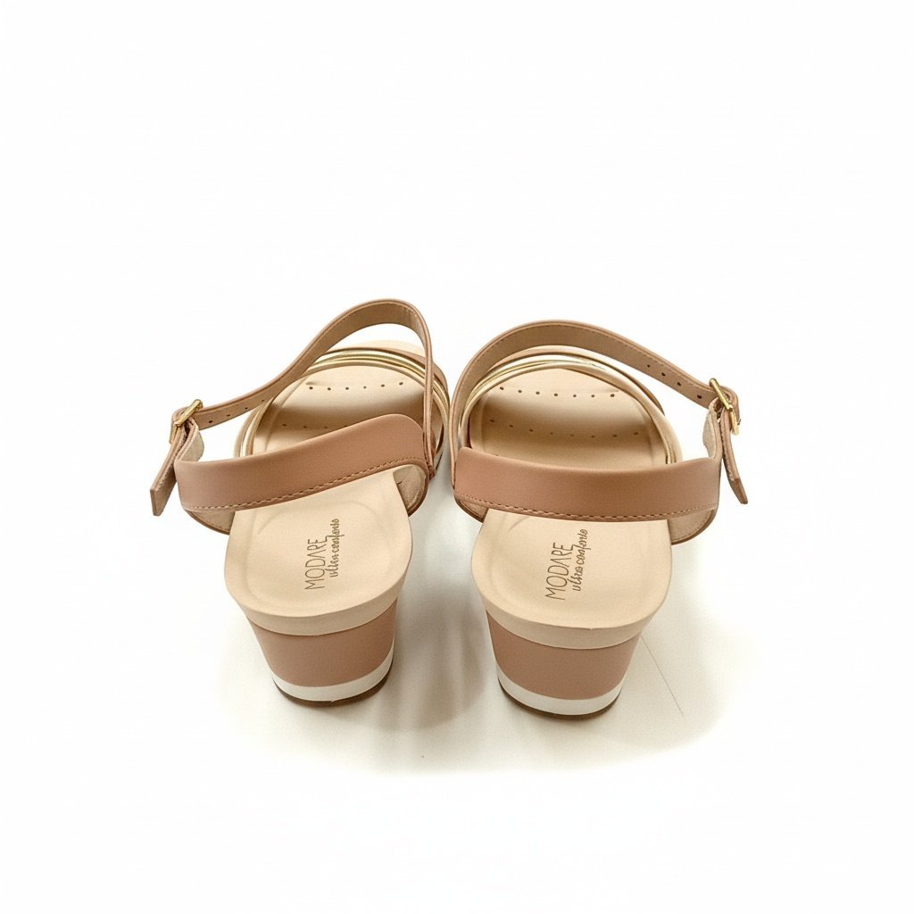 Modare Sandalia Nude Dourado Creme Feminino Ortopedico Bege 5