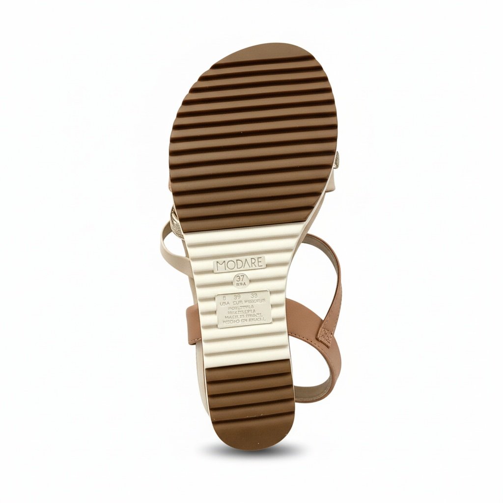 Modare Sandalia Nude Dourado Creme Feminino Ortopedico Bege 6