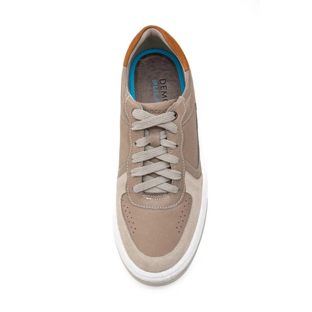Sapatenis Democrata Casual Denim Beat Pulse Off White Cinza 2