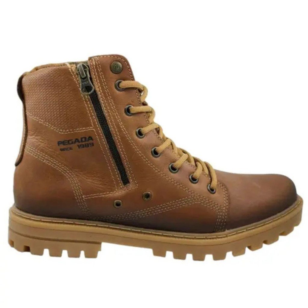 Bota Coturno Pegada Casual Couro Cano Curto Masculino Marrom