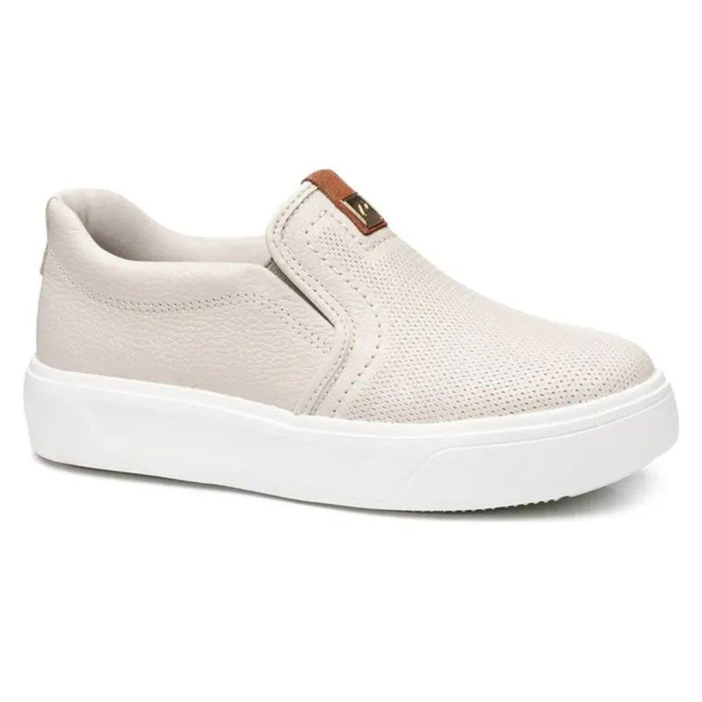 Tenis Pegada Slip-On Casual Couro Flatform Feminino Linho