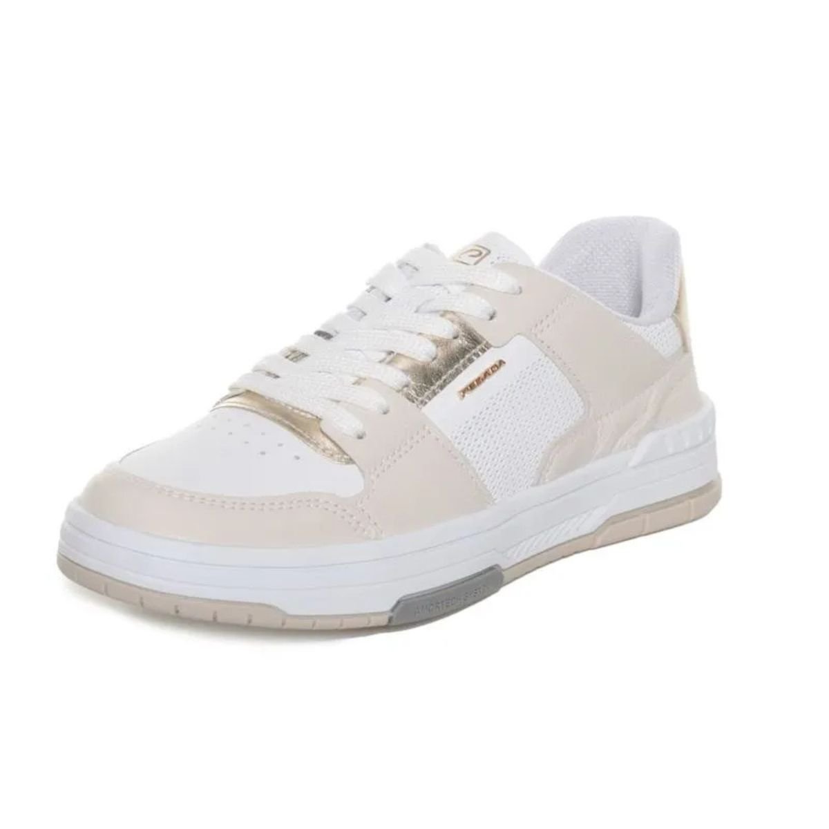 Tenis Pegada Feminino Branco Dourado Antiderrapante Branco/Bege 3