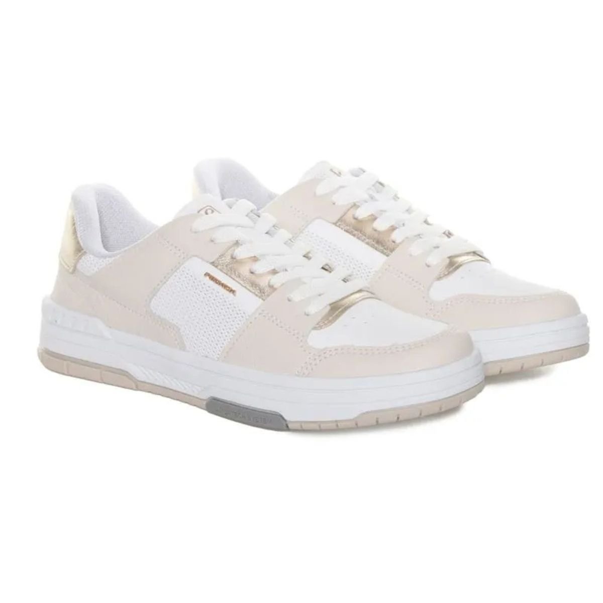 Tenis Pegada Feminino Branco Dourado Antiderrapante Branco/Bege 4