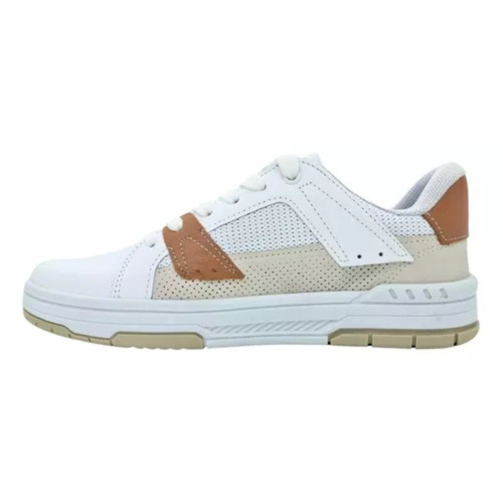 Tenis Pegada Casual Couro London Feminino Branco Off Bege  Branco 2