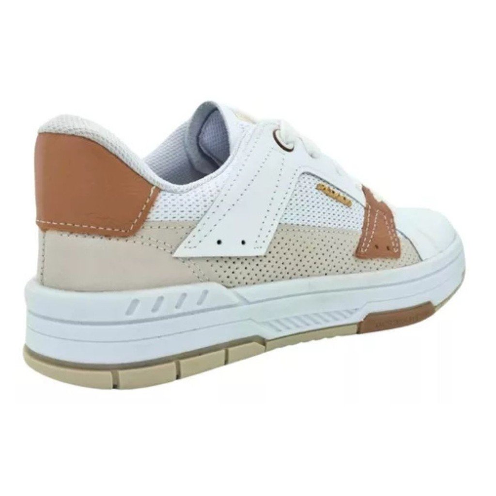 Tenis Pegada Casual Couro London Feminino Branco Off Bege  Branco 4
