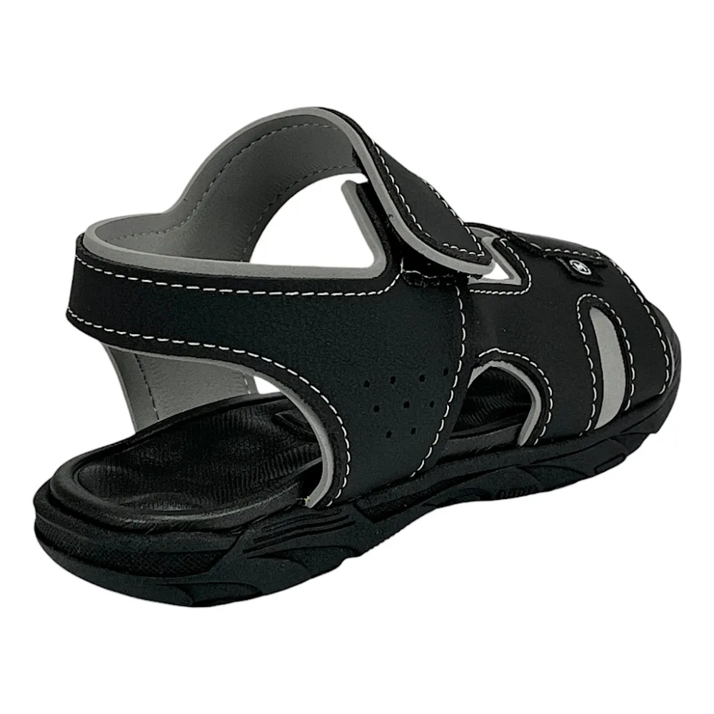Sandalia Molekinho Infantil 2524331 Meninos Ajuste Velcro Preto 5