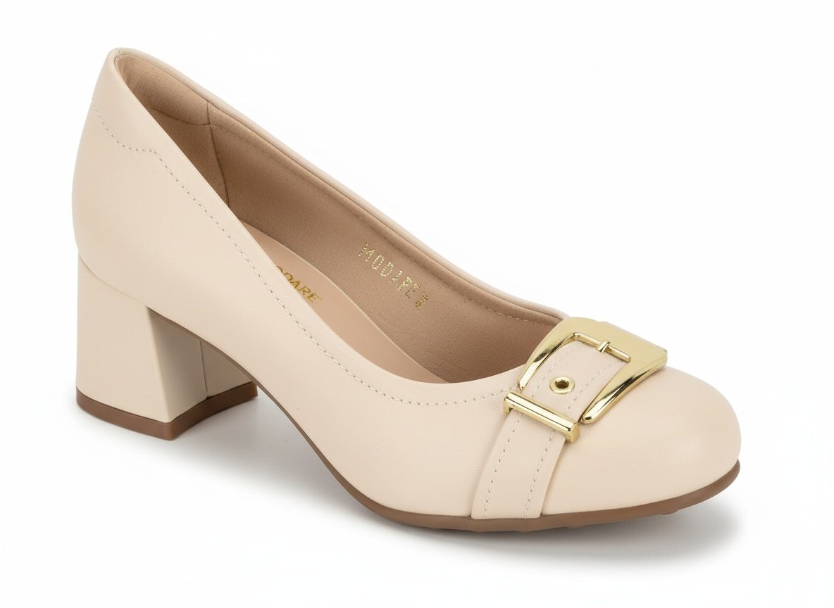 Modare Sapato Napa Floather Creme Conforto Superior