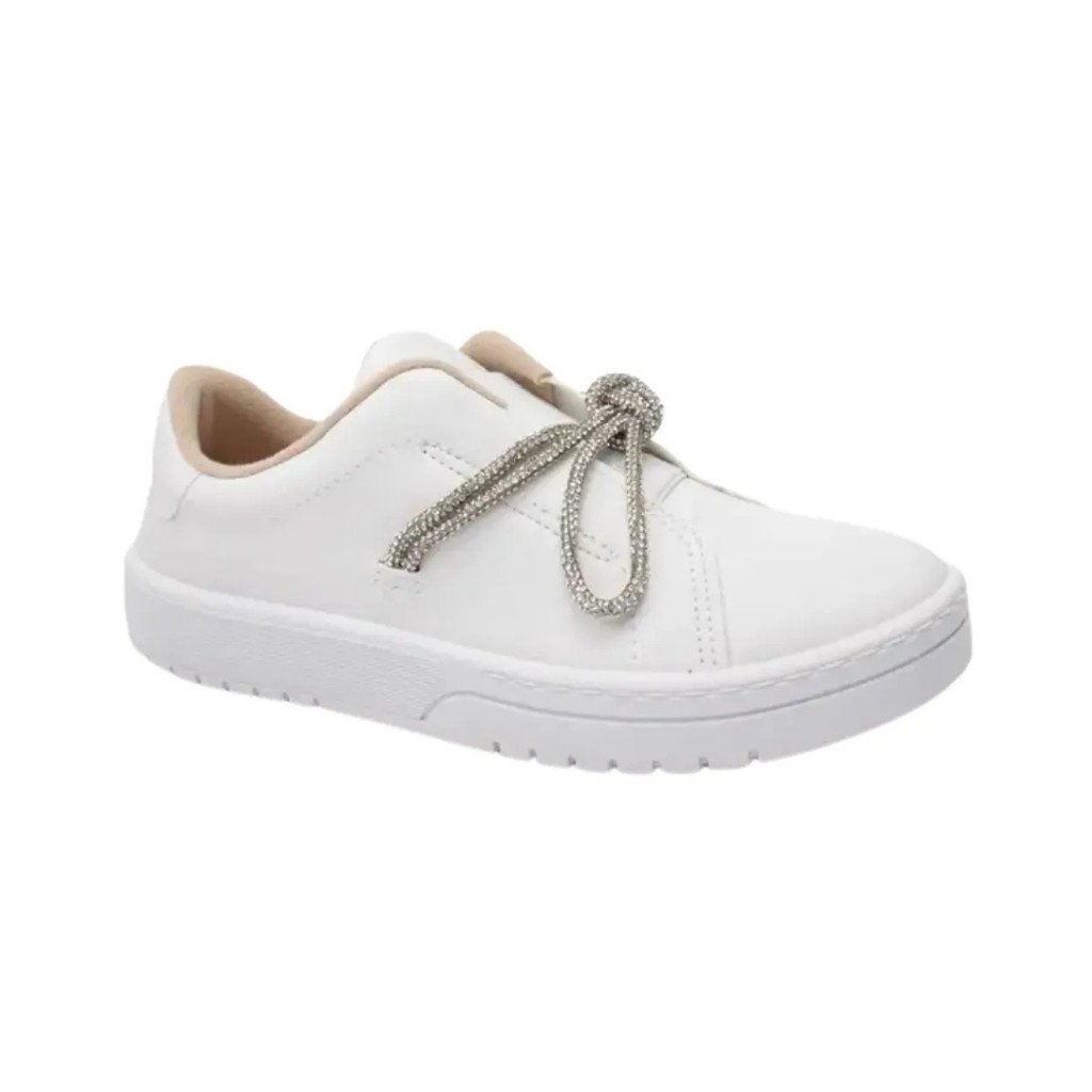 Tenis Feminino Moleca Casual Branco Cristal Cadarco Brilhante