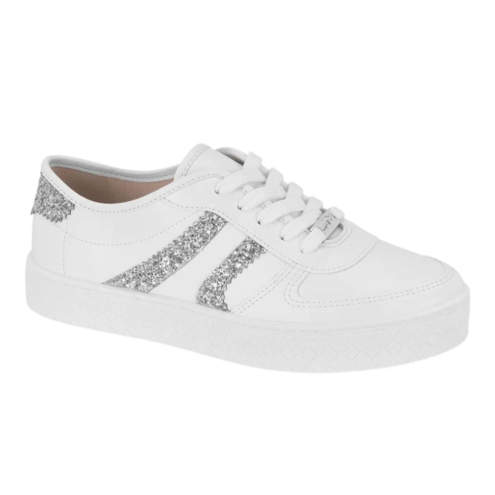 Tenis Moleca Maxxi Glitter Feminino Branco Prata