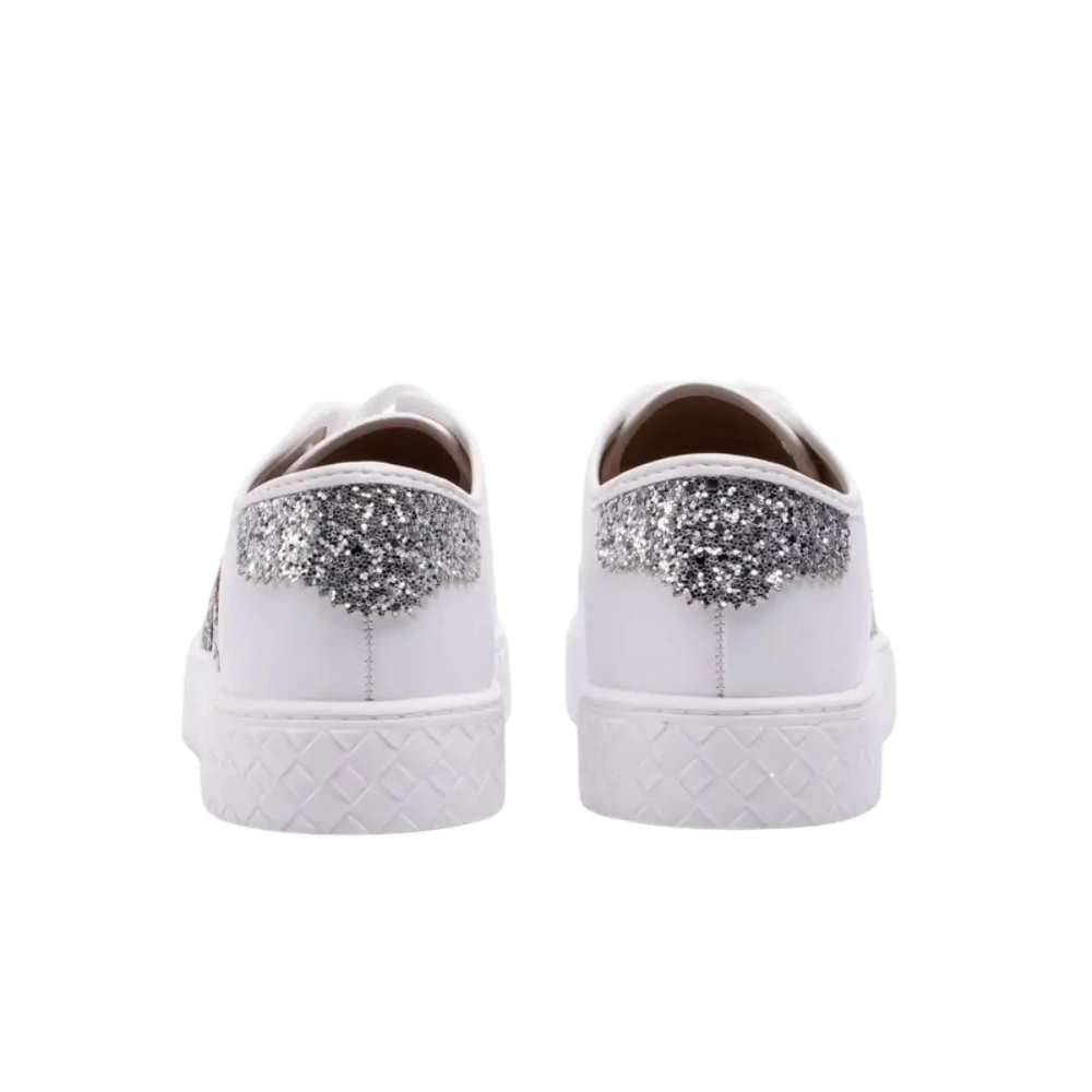Tenis Moleca Maxxi Glitter Feminino Branco Prata Branco 2
