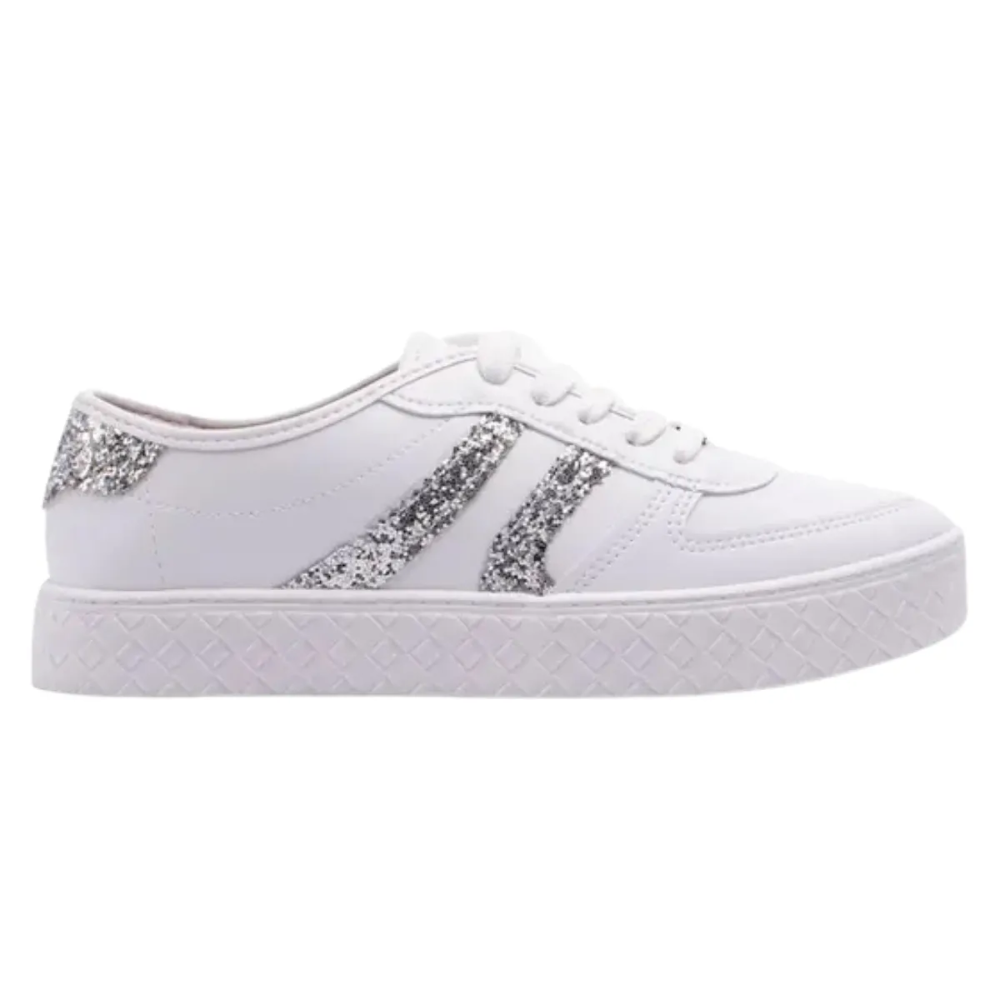 Tenis Moleca Maxxi Glitter Feminino Branco Prata Branco 3