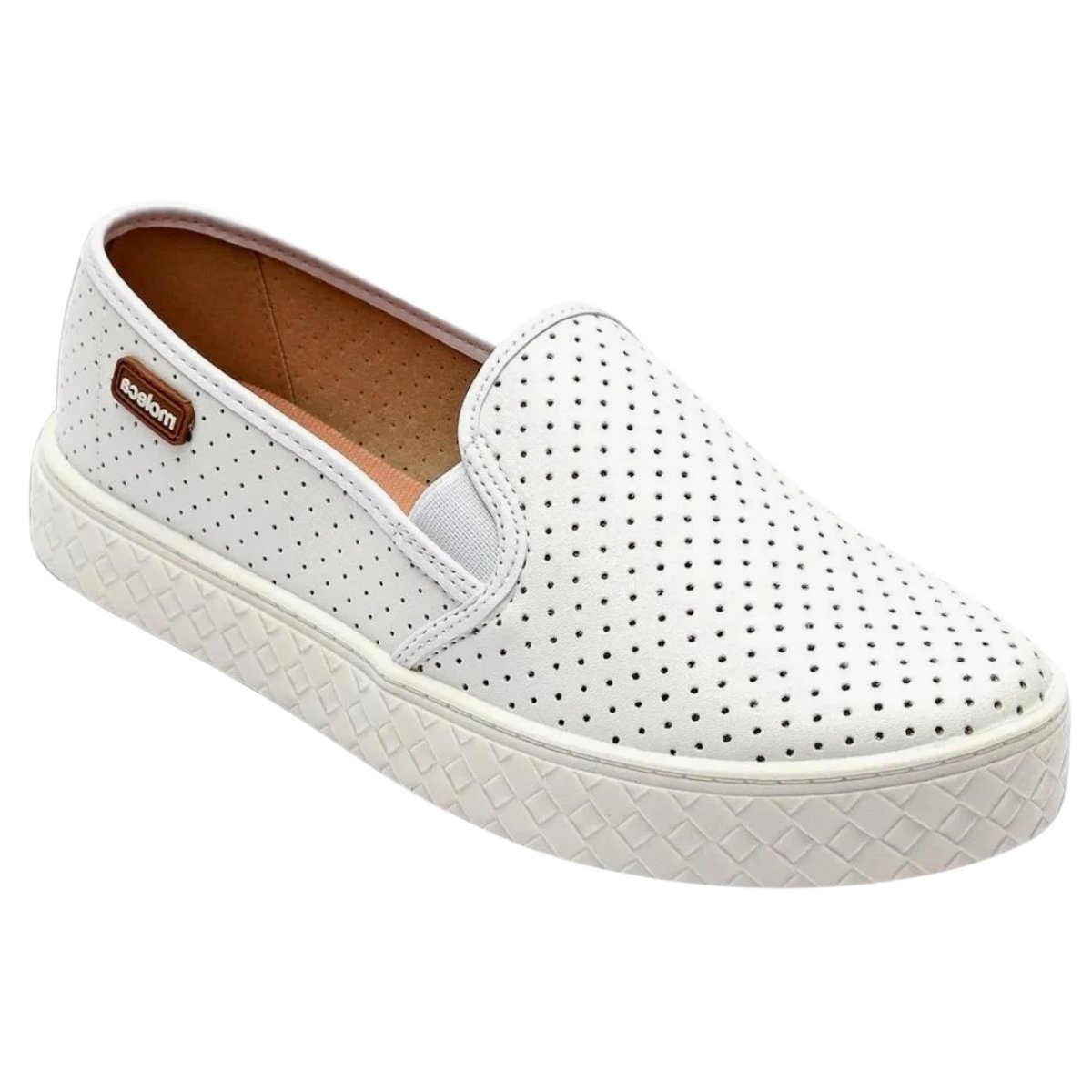 Tenis Moleca Slip On Napa Branco Versatil  Antiderrapante 