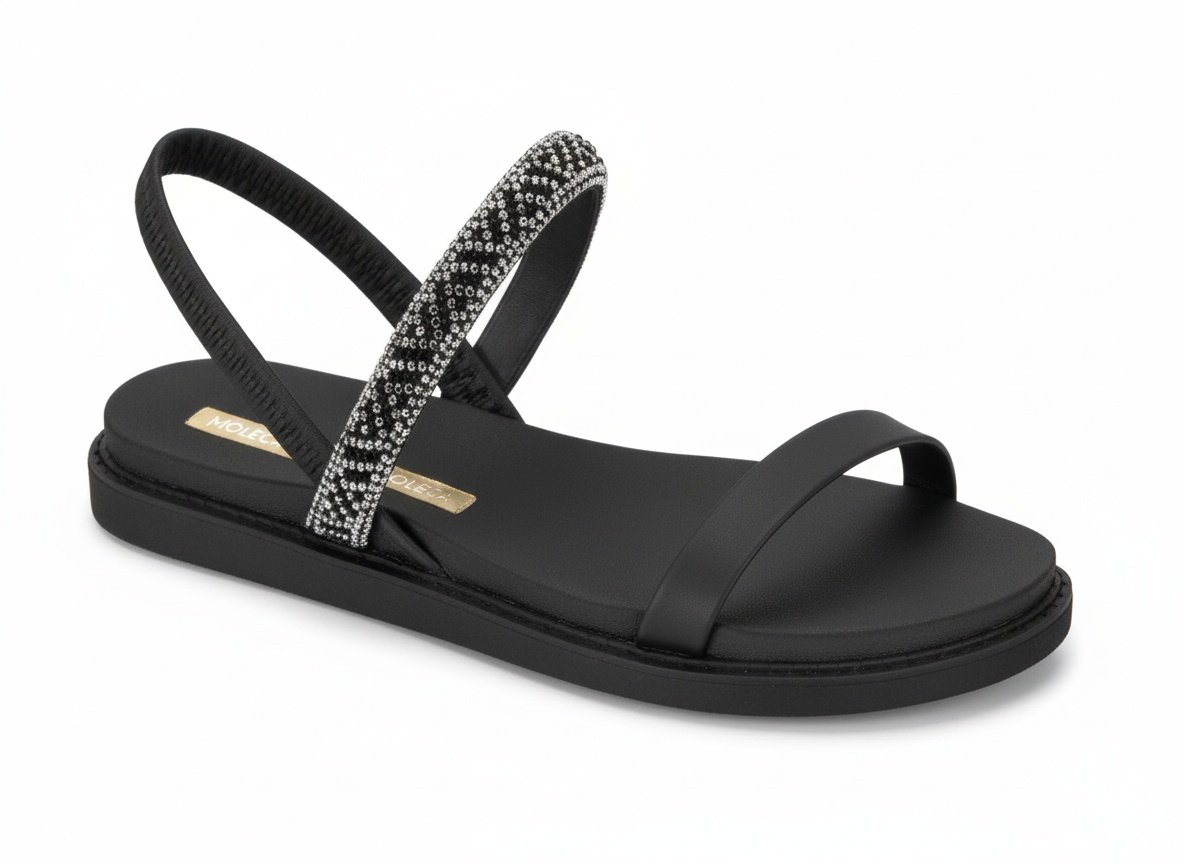 Moleca Rasteirinha Preta: Essencial com Design Atual