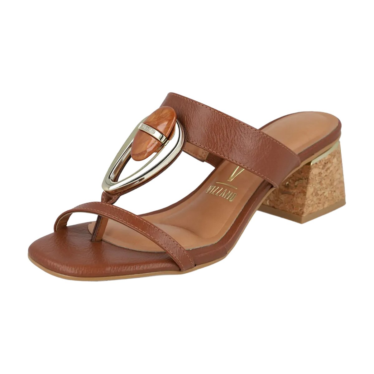 Tamanco Vizzano Calf Mocca Design Moderno Salto Bloco Marrom 2