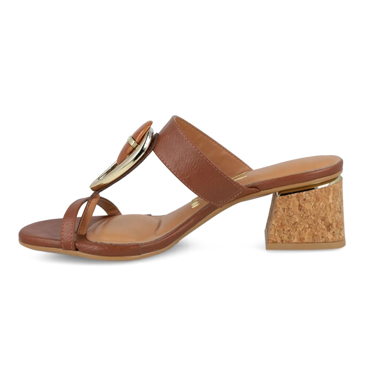 Tamanco Vizzano Calf Mocca Design Moderno Salto Bloco Marrom 3