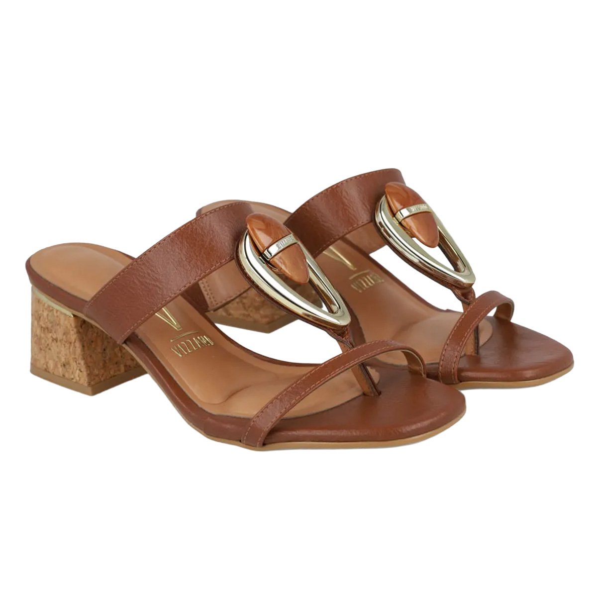 Tamanco Vizzano Calf Mocca Design Moderno Salto Bloco Marrom 4