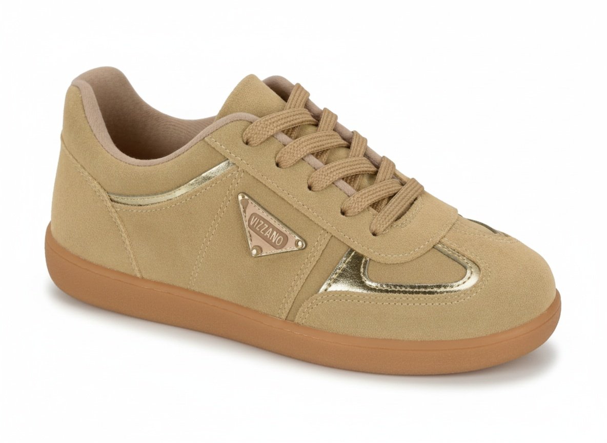 Vizzano Tenis Feminino Tan Dourado Brilho e Conforto Urbano