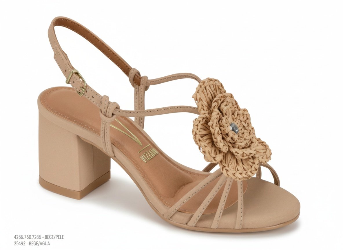Vizzano Sandalia Bege Pelica Toque Suave e Ajuste Perfeito