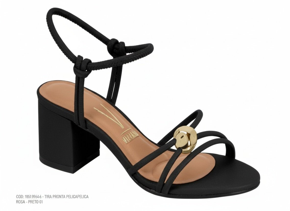 Vizzano Sandalia Pelica Preto Elegancia Descomplicada