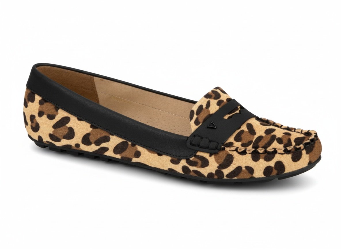 Mocassim Vizzano Onca Bege Preto Design Sofisticado