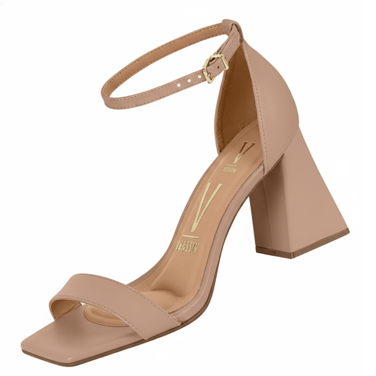 Vizzano Sandalia Nude Feminina Fecho Ajustavel Estilo Casual Bege 4