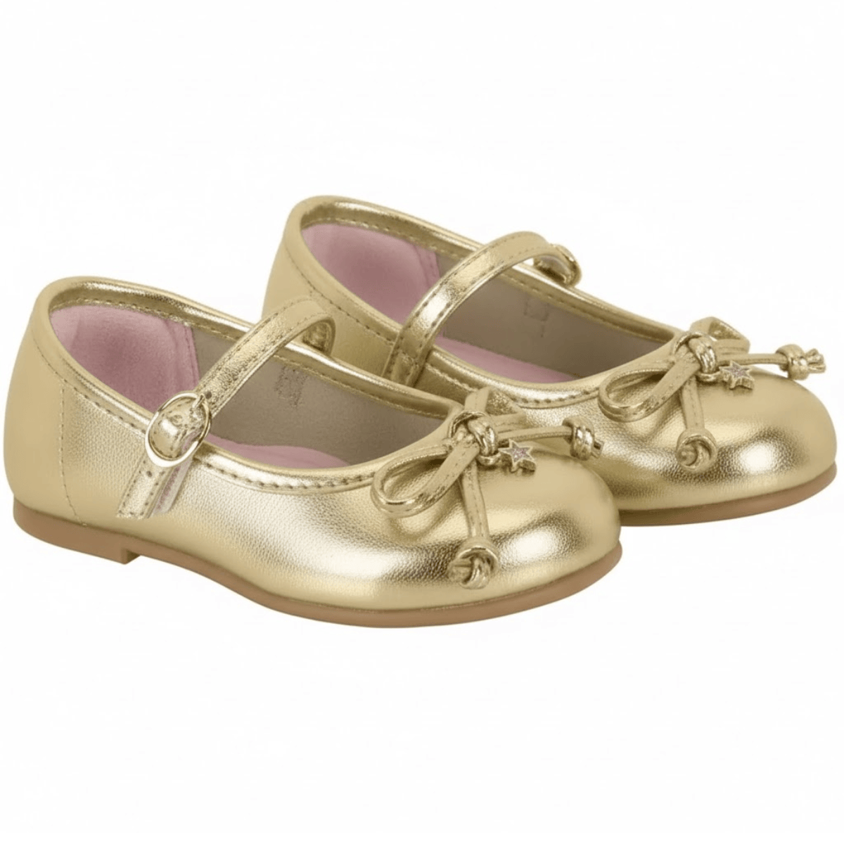 Sapatilha Molekinha Bebe Feminina Fecho Ajustavel Dourada Dourado 2
